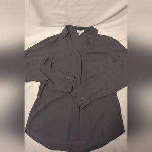 mesh grey button down